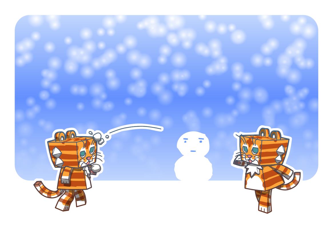 ハコトラさん雪合戦年賀状背景素材 | ハコトラさん