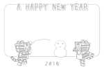 ハコトラさん雪合戦ぬりえ年賀状 サムネ