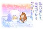 かまくらと雪ん子イラスト年賀状 サムネ