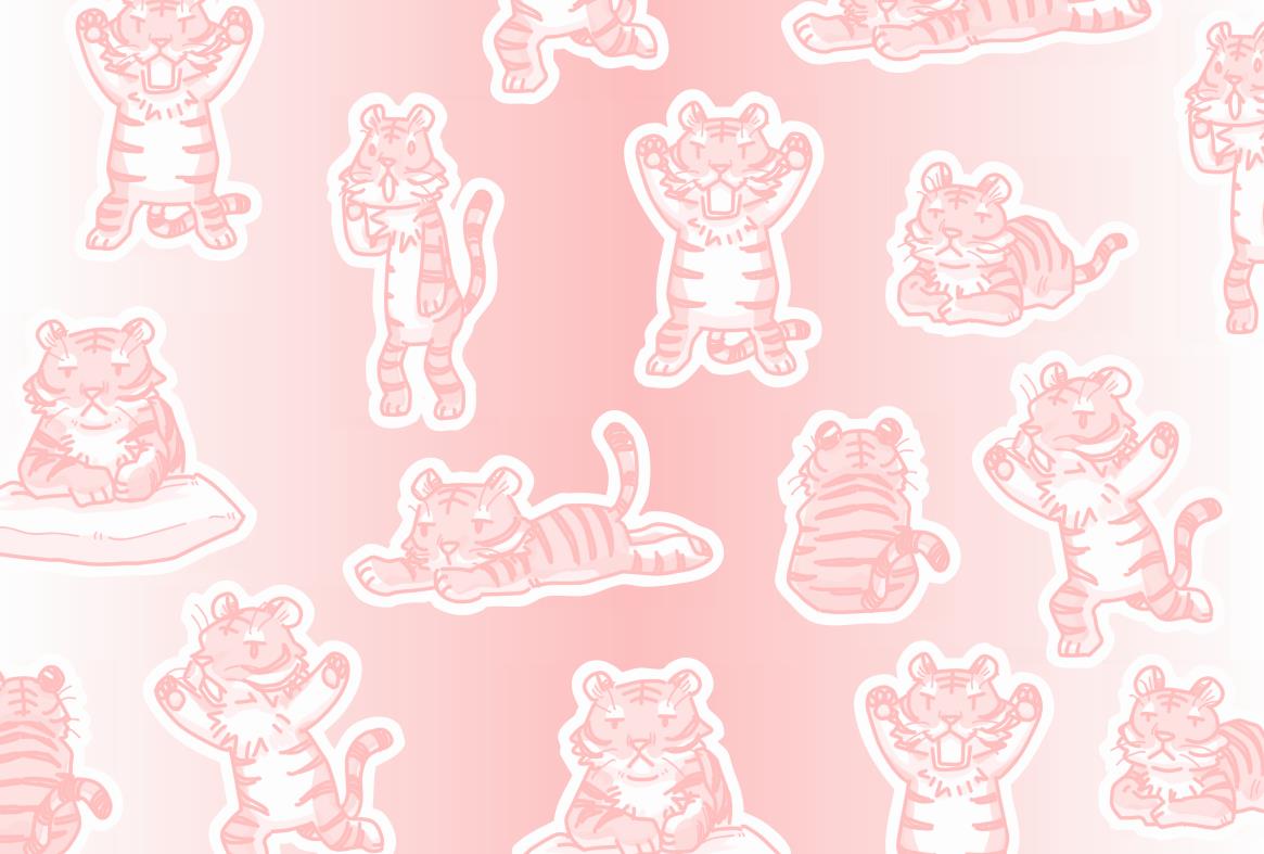 色々タイガーさん年賀状背景素材(ヨコ) | タイガーさん