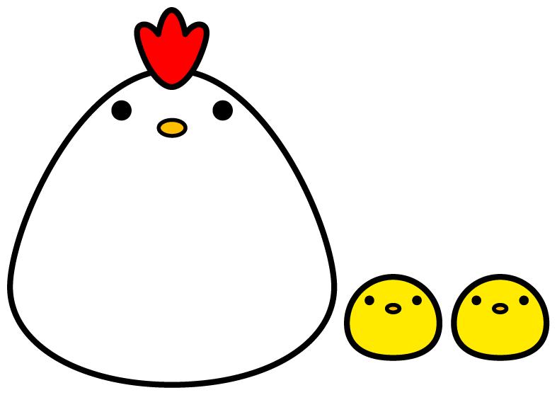 シンプルなニワトリとヒヨコのイラスト素材