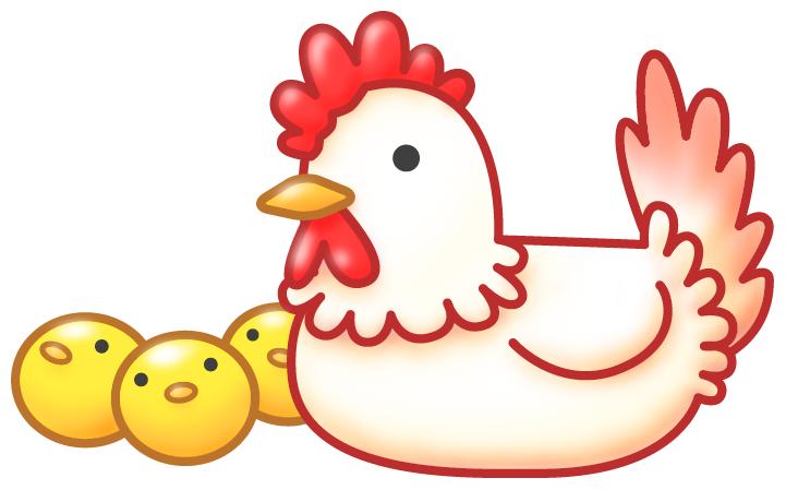 ニワトリとヒヨコたちイラスト素材